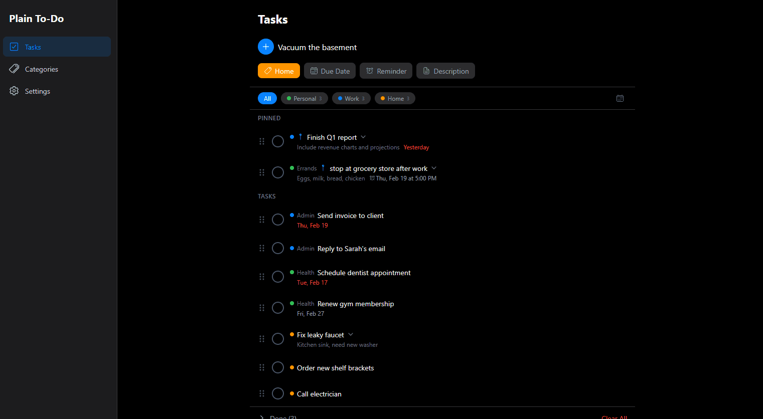Plain To-Do web version